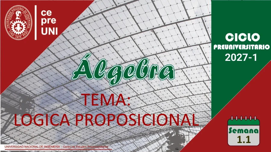 Vista previa de Álgebra semana 1.1, Lógica proposicional, PRE 2027-1